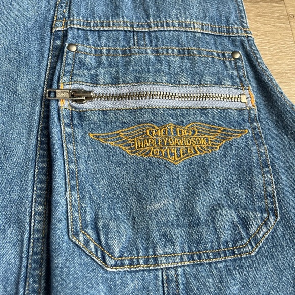 Vintage HARLEY Davidson Men's Genuine Denim Sleeveless Button Down Shirt SZ L - Picture 2 of 8